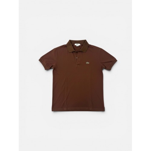 Lacoste Καφέ Ανδρική Μπλούζα Polo με Κεντημένο Κροκόδειλο